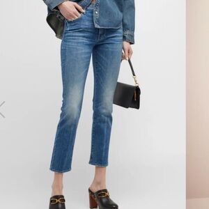 Mother High Waisted Rascal crop jeans blue straight leg